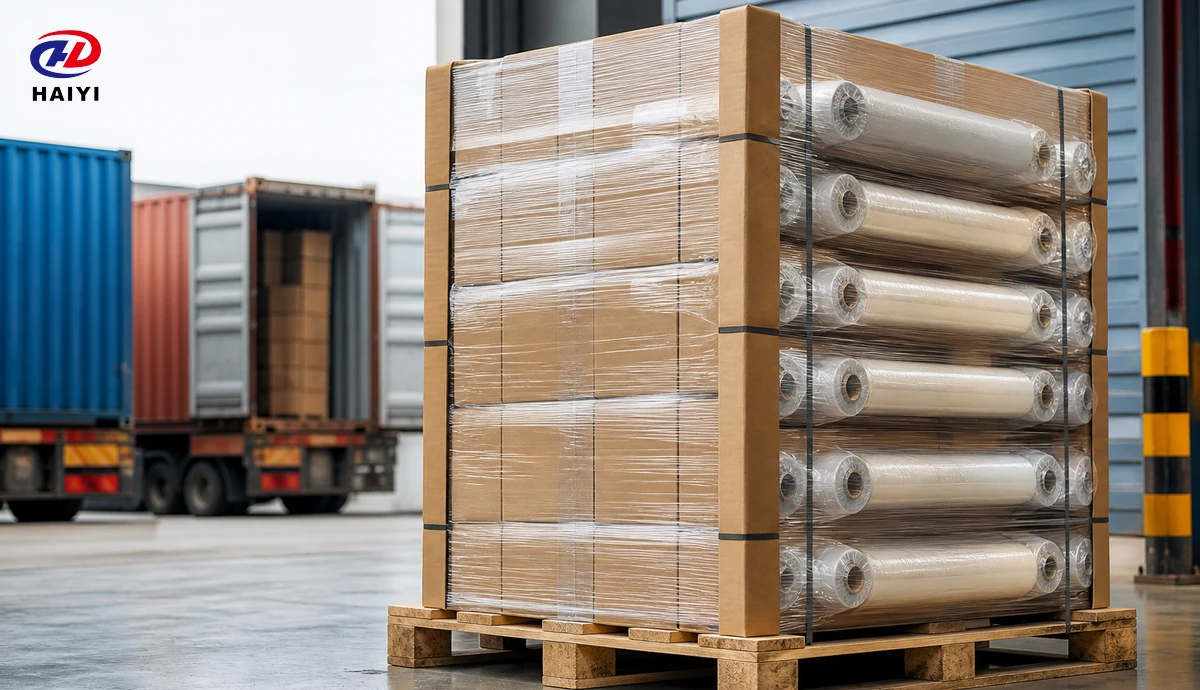 Export packaging and pallet protection for wholesale DTF film rolls