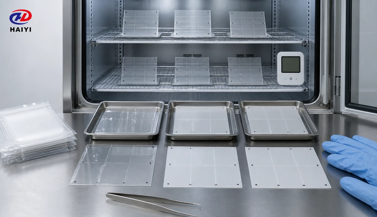 DTF film coupons conditioned and mapped for anti-static surface resistance testing