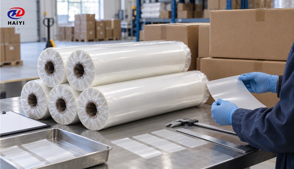 Wholesale DTF film rolls undergoing batch quality and dimensional inspection