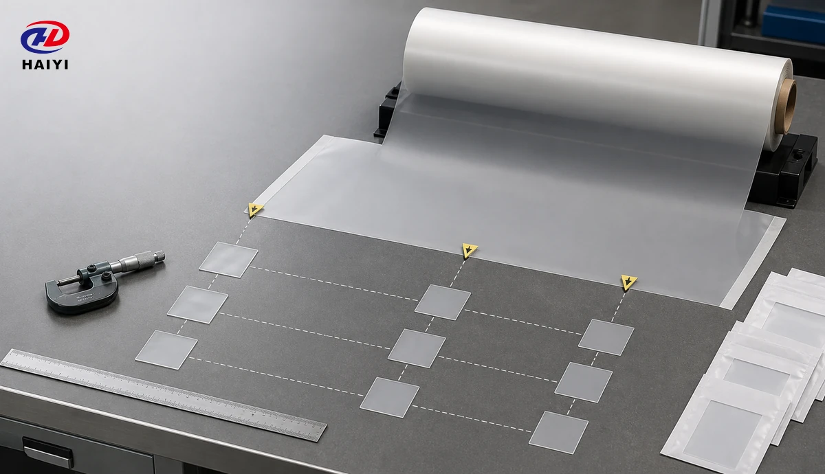 Cross-web and machine-direction sampling grid for DTF film coating uniformity