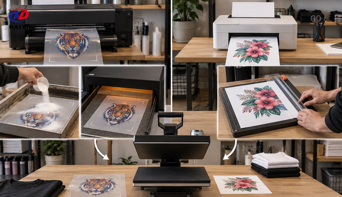 DTF film workflow compared with inkjet transfer paper workflow