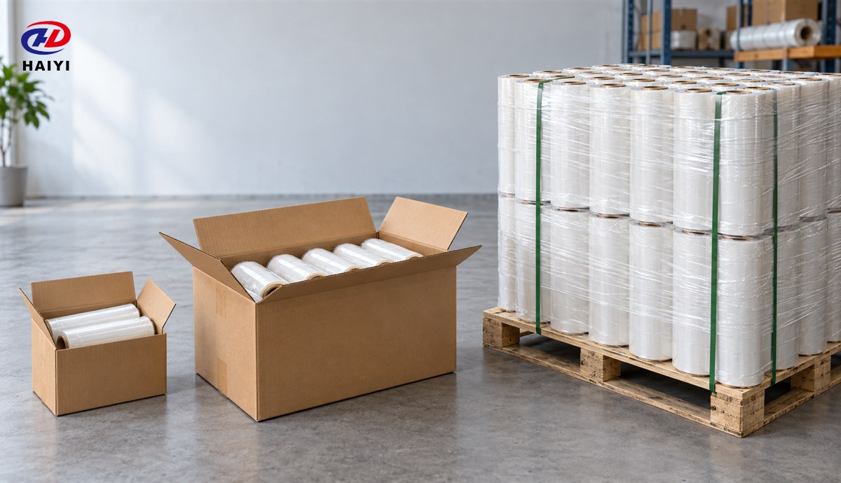 Small carton, wholesale box and pallet representing DTF film purchasing channels
