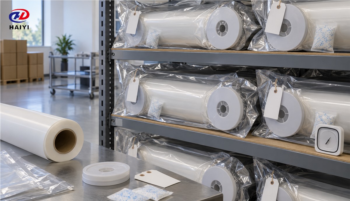 DTF film rolls sealed with desiccant and protective end caps