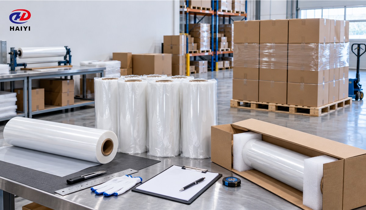 DTF film rolls, protective cartons, retained samples, and bulk shipment preparation