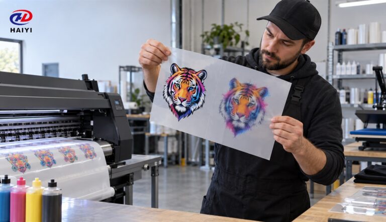 Sharp DTF print compared with ink spreading on transfer film