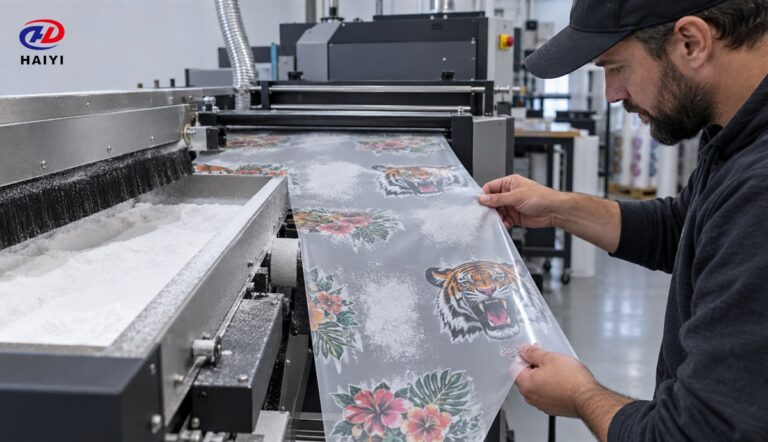 Excess DTF powder sticking to blank areas of transfer film