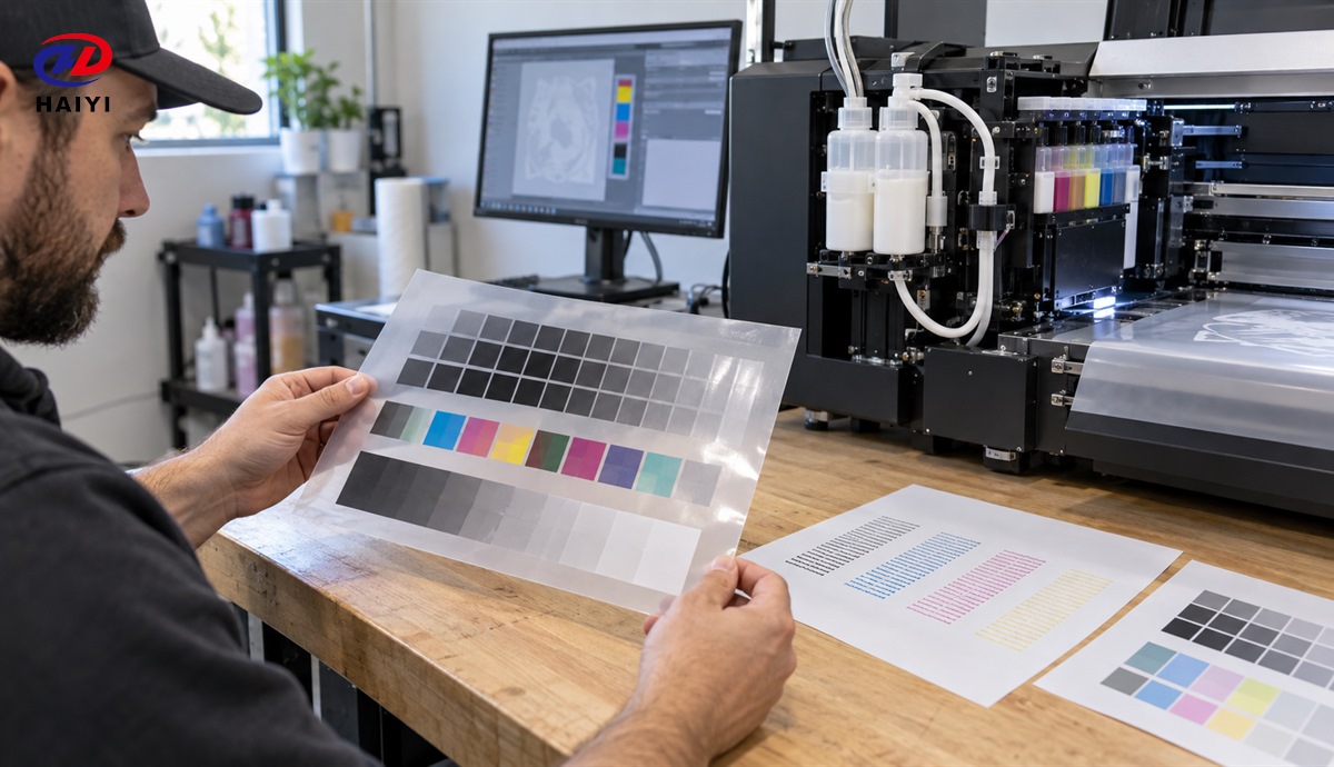 DTF RIP ink-density patches and nozzle checks