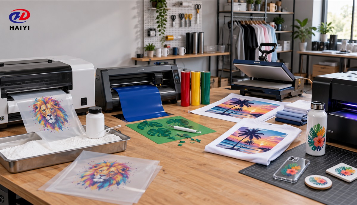 Different production workflows for DTF HTV sublimation and UV DTF