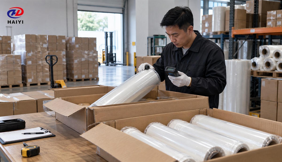 Wholesale DTF film receiving inspection in a warehouse