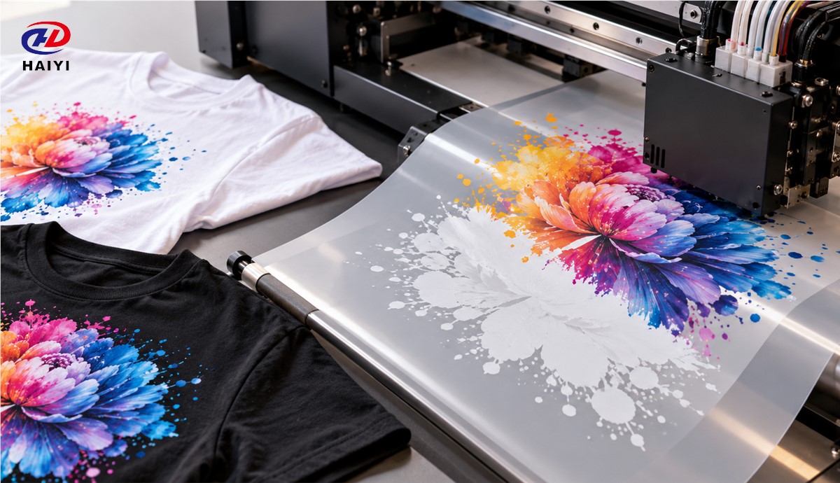 Standard DTF pigment ink and white underbase printing on PET film