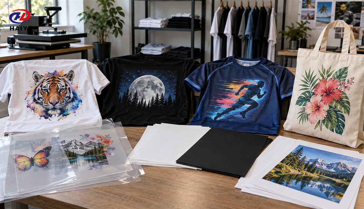 Printed garments and transfer media for substrate selection