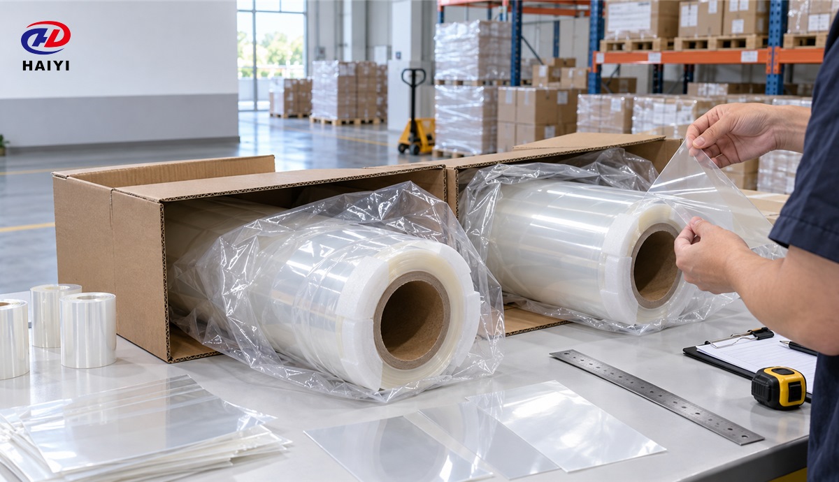 Wholesale UV DTF film rolls undergoing receiving inspection