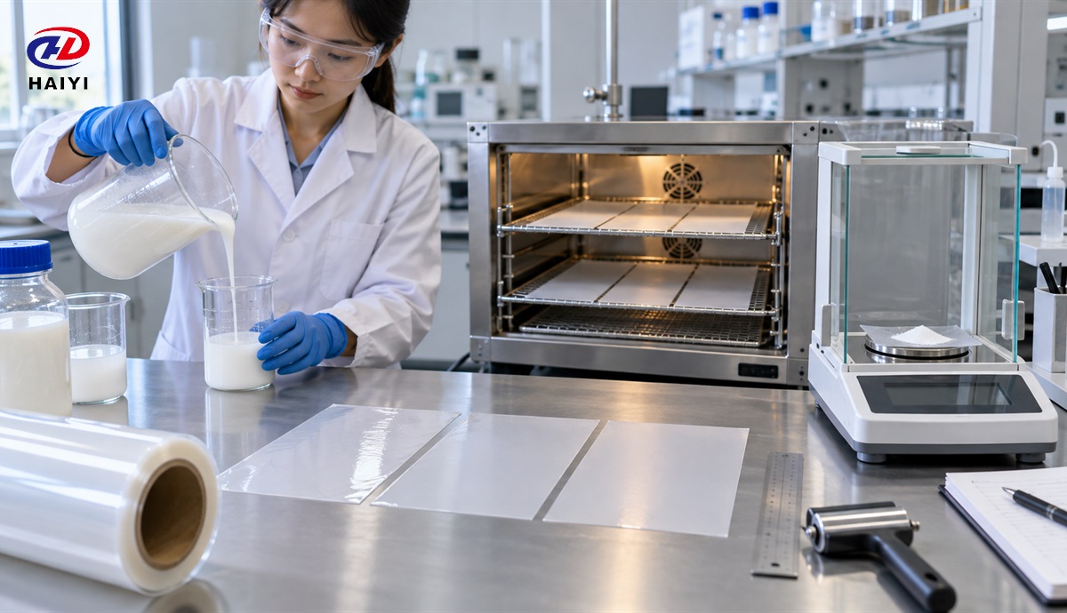 Waterborne DTF film coating prepared and tested in a laboratory