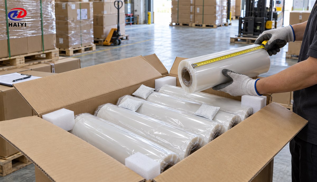 Wholesale DTF film rolls protected inside a shipping carton